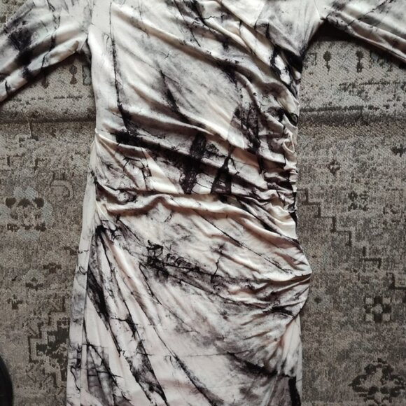 Helmut Lang Nova Marble Print Viscose Jersey Sexy Dress Sz S Or XS Made In USA - Picture 3 of 12